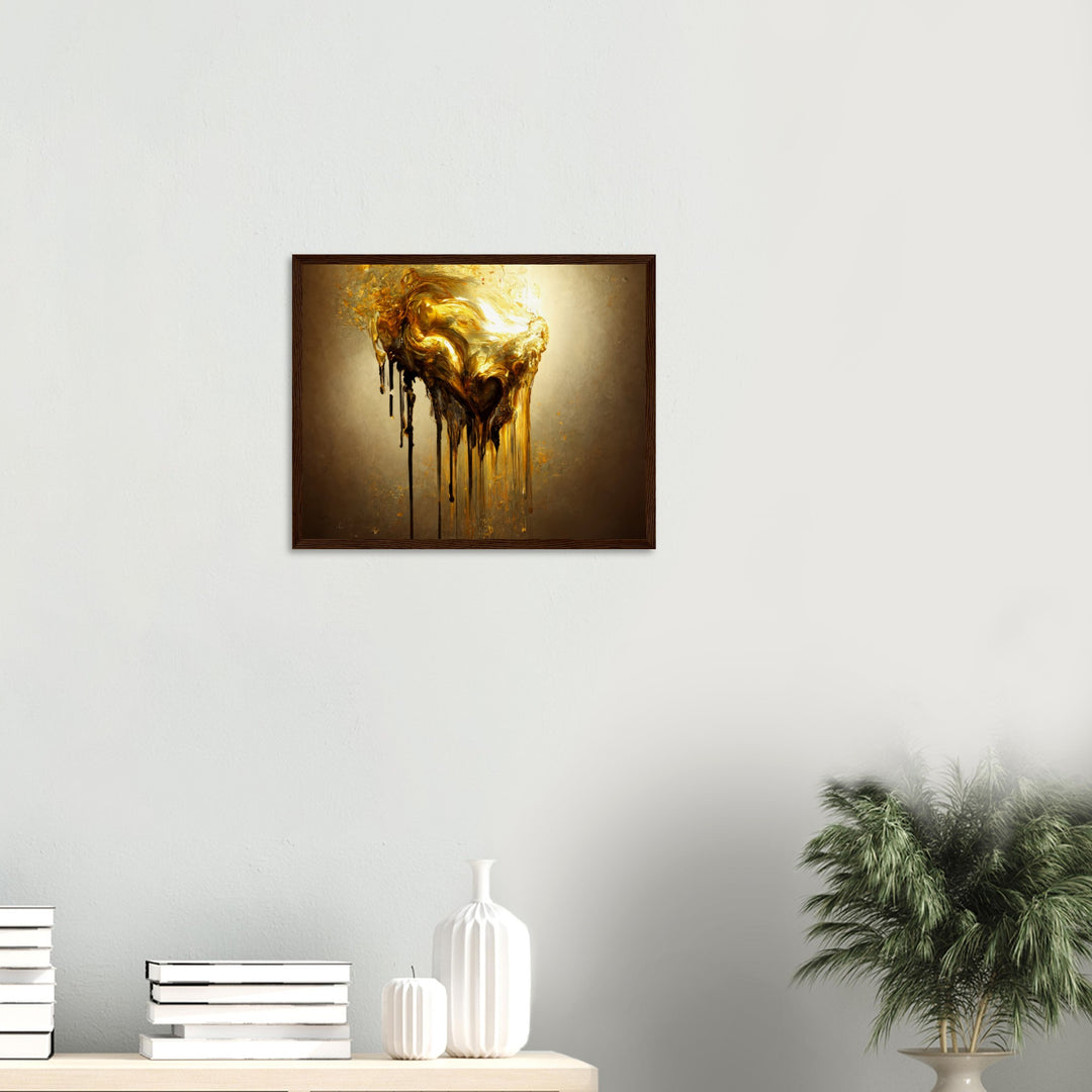 Museum-Quality Matte Paper Wooden Framed Poster - Heart of Gold Melted II