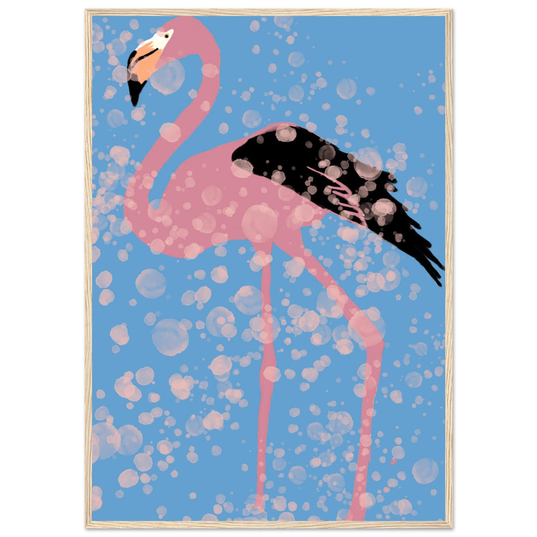 Classic Semi-Glossy Paper Wooden Framed Poster - Pink Flamingo