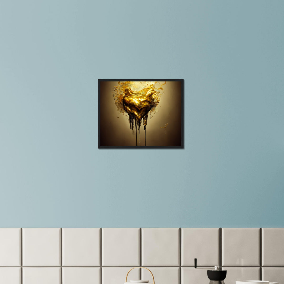 Premium Semi-Glossy Paper Wooden Framed Poster - Heart of Gold Melted