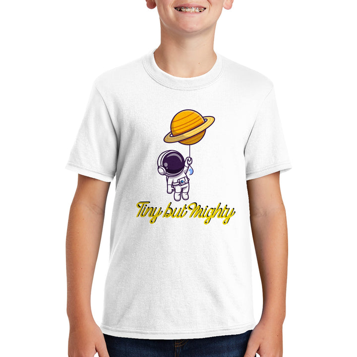 Polycotton Kids Crewneck T-shirt - Little Astronaut "Tiny but Mighty"