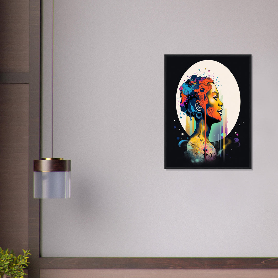 Classic Semi-Glossy Paper Wooden Framed Poster - Colour Art Hair Girl I