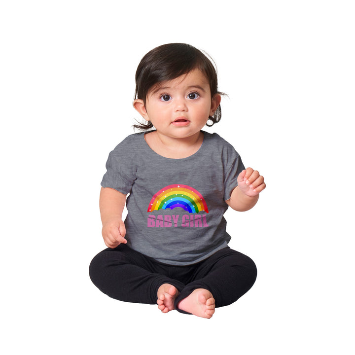 Classic Baby Crewneck T-shirt - Baby Girl Rainbow