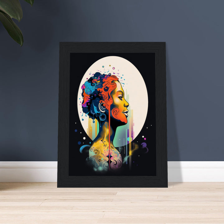 Museum-Quality Matte Paper Wooden Framed Poster - Colour Art Hair Girl I