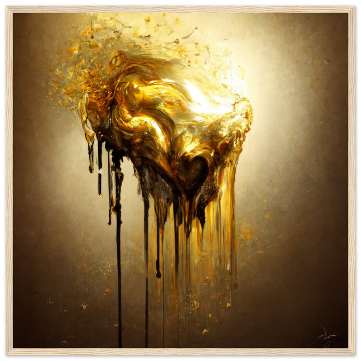 Classic Matte Paper Wooden Framed Poster - Heart of Gold Melted II