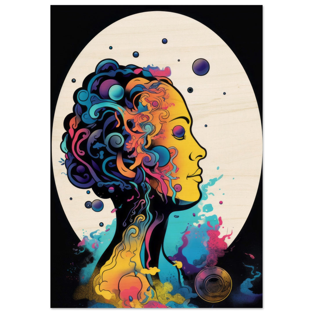 Wood Prints - Colour Art Hair Girl II