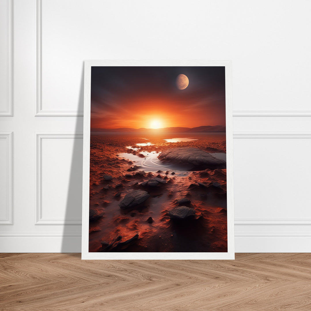Classic Semi-Glossy Paper Wooden Framed Poster - Sunset on Mars II